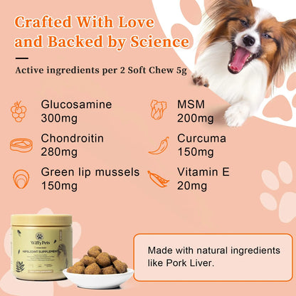 Golosinas Para Perros Con Glucosamina Y Condroitina Para Articulaciones Wiffypets 90 Unidades