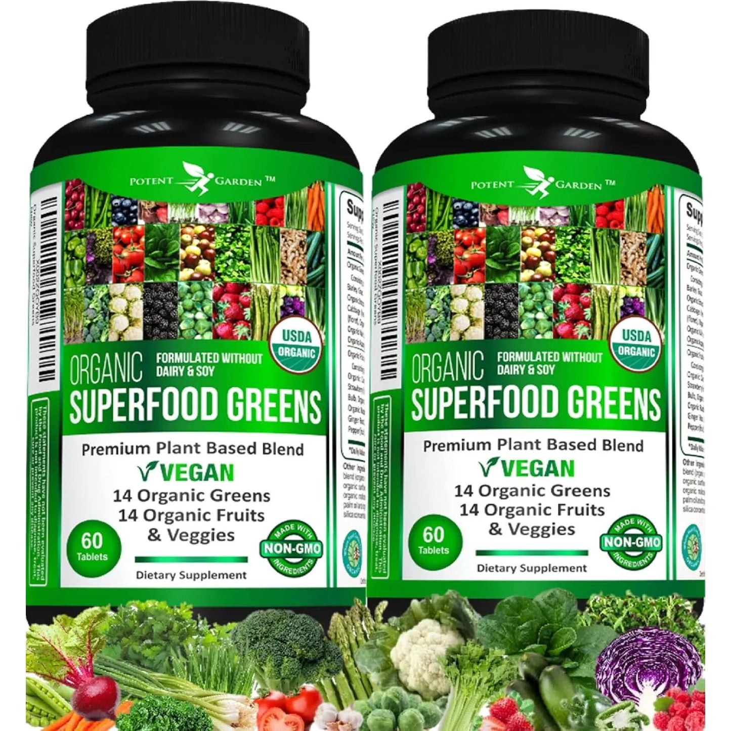 Paquete De 2 Superalimentos Organicos Potent Garden Frutas Verduras Energia Antioxidantes