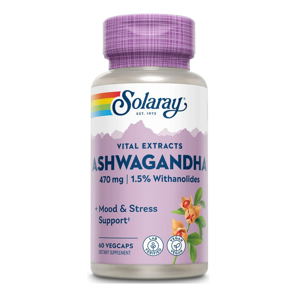 Extracto De Ashwagandha 470 Mg 60 Cápsulas Energizantes Solaray
