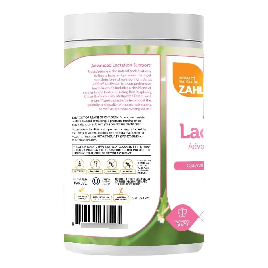 Zahler Lactivate Suplemento Avanzado De Apoyo A La Lactancia 300 Tabletas Kosher