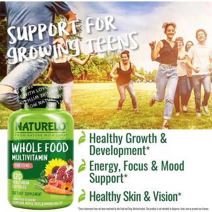 Multivitaminico Para Adolescentes Naturelo Con Vitaminas Y Minerales 120 Tabletas