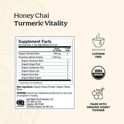 Té Orgánico Vitalidad Miel Chai Cúrcuma 96 Bolsas - Salud Y Bienestar