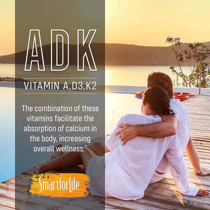 Vitamina Adk Potente 5000 Ui D3 K2 A Salud Ósea Cardíaca 90 Cápsulas