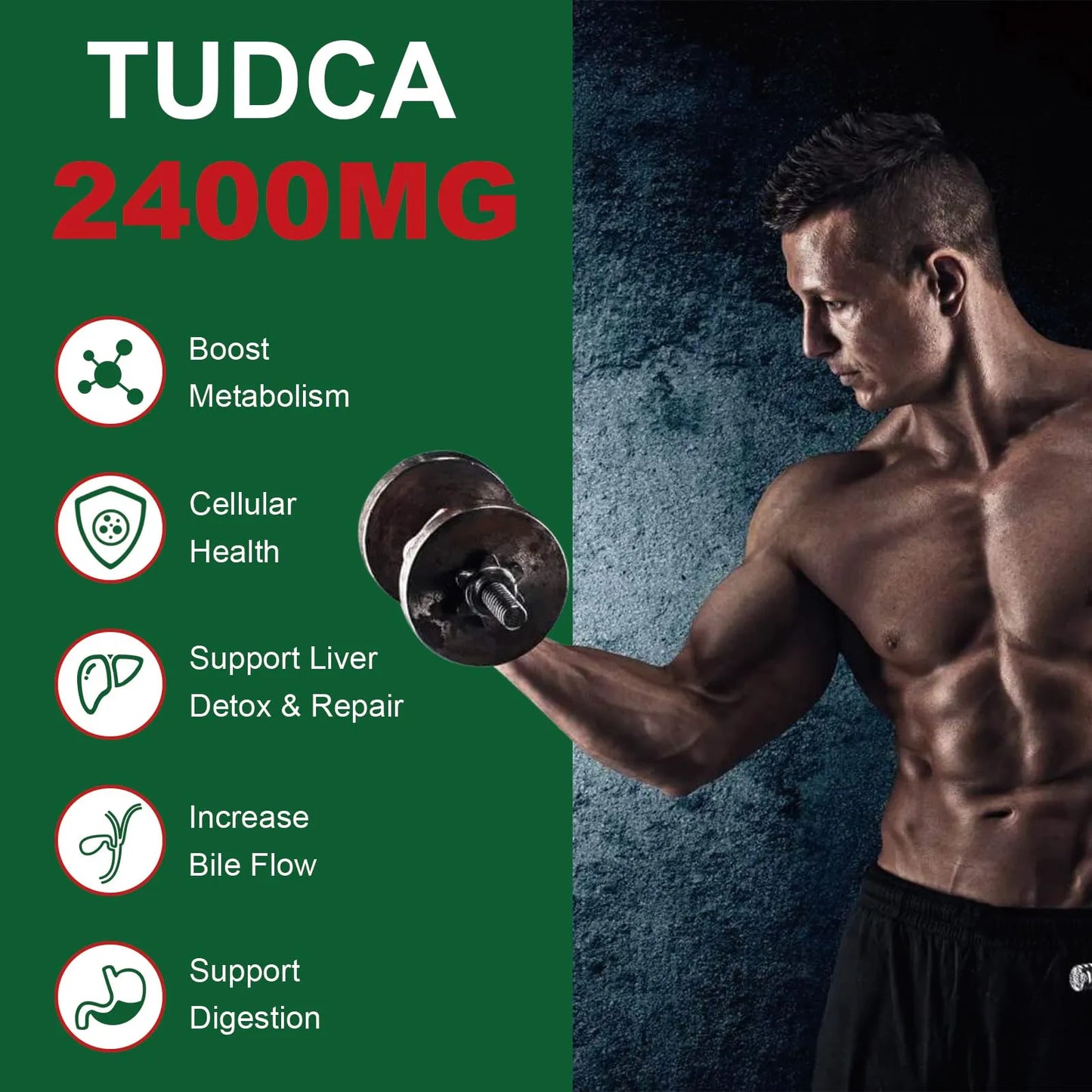 TUDCA 2400MG Suplemento Sales Biliares Detox Hepático Y Digestivo 60 Cápsulas
