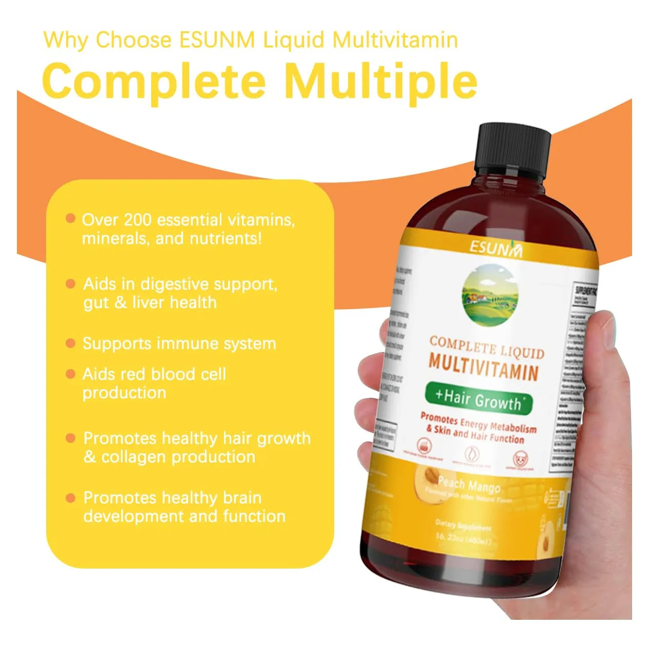Multivitaminico Liquido Completo Crecimiento Cabello Piel Radiante Energia
