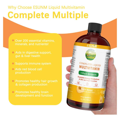 Multivitaminico Liquido Completo Crecimiento Cabello Piel Radiante Energia