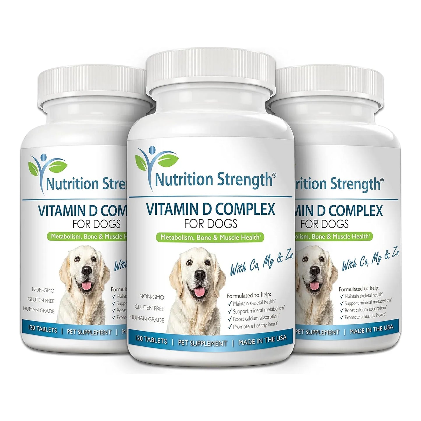 Vitamina D Perros Calcio Magnesio Zinc Dientes Fuertes Huesos Sanos 120 Tabletas
