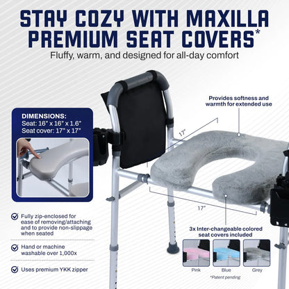 Asiento De Inodoro Elevado Con Asas Soporte 500 Lbs Ajustable Y Acolchado