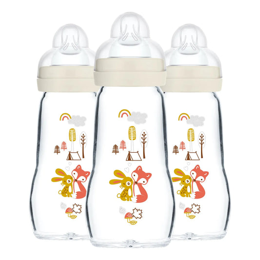 Biberones De Vidrio MAM Feel Good 9 Oz Flujo Medio Pack De 3 Unidades
