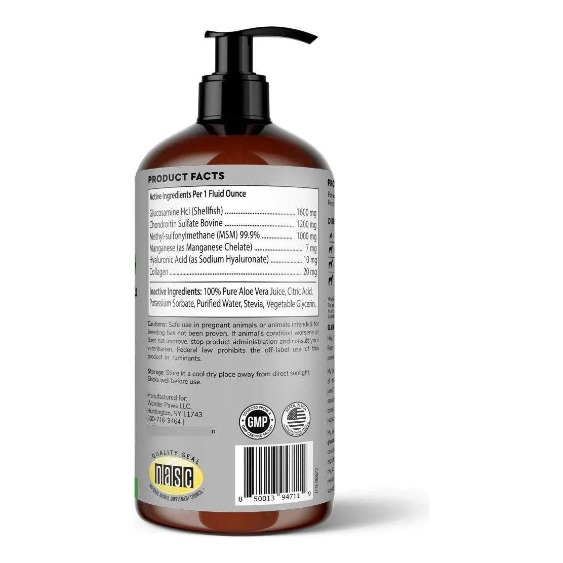 Glucosamina Líquida Premium Para Perros Apoyo Articular Con Condroitina Y MSM 16 Oz
