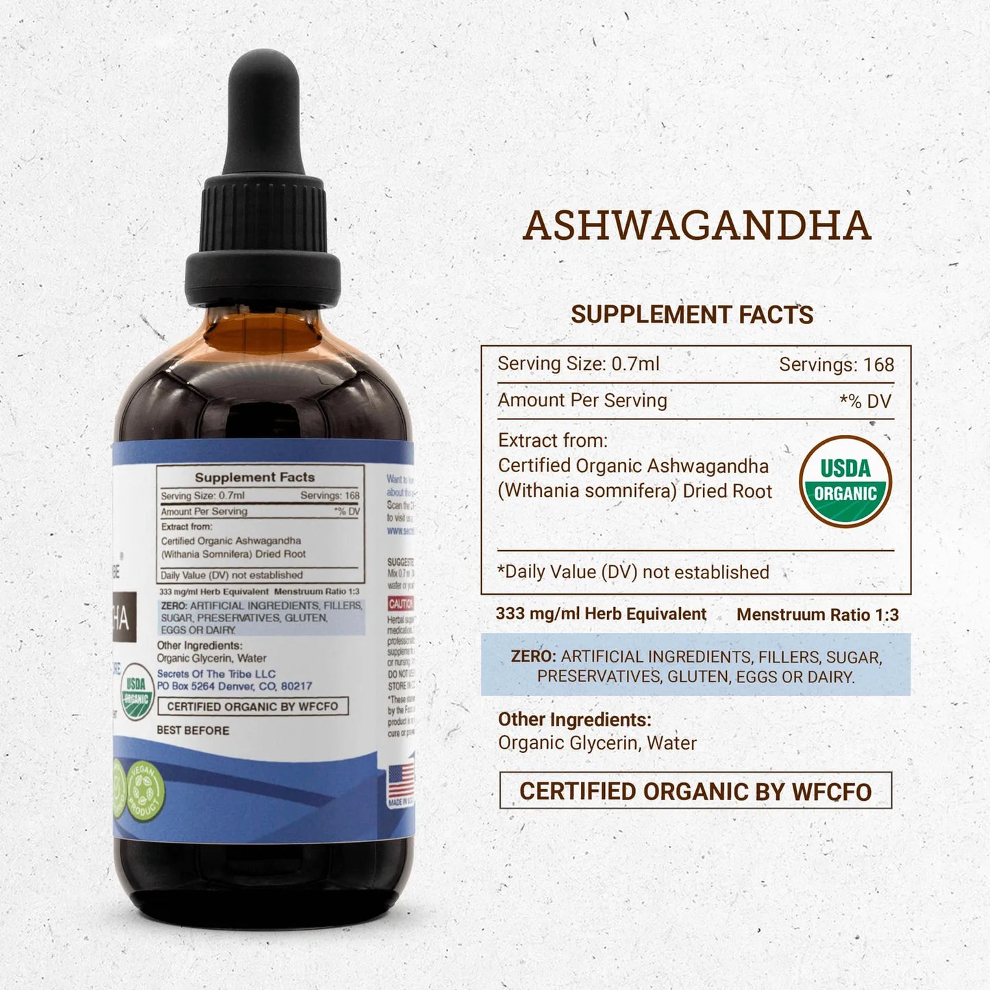 Extracto Orgánico De Ashwagandha Sin Alcohol 118 Ml Para Ant