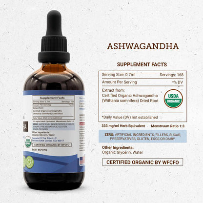 Extracto Orgánico De Ashwagandha Sin Alcohol 118 Ml Para Ant