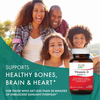 Vitamina D 5000 Ui Colecalciferol Pura 30 Cápsulas Naturales
