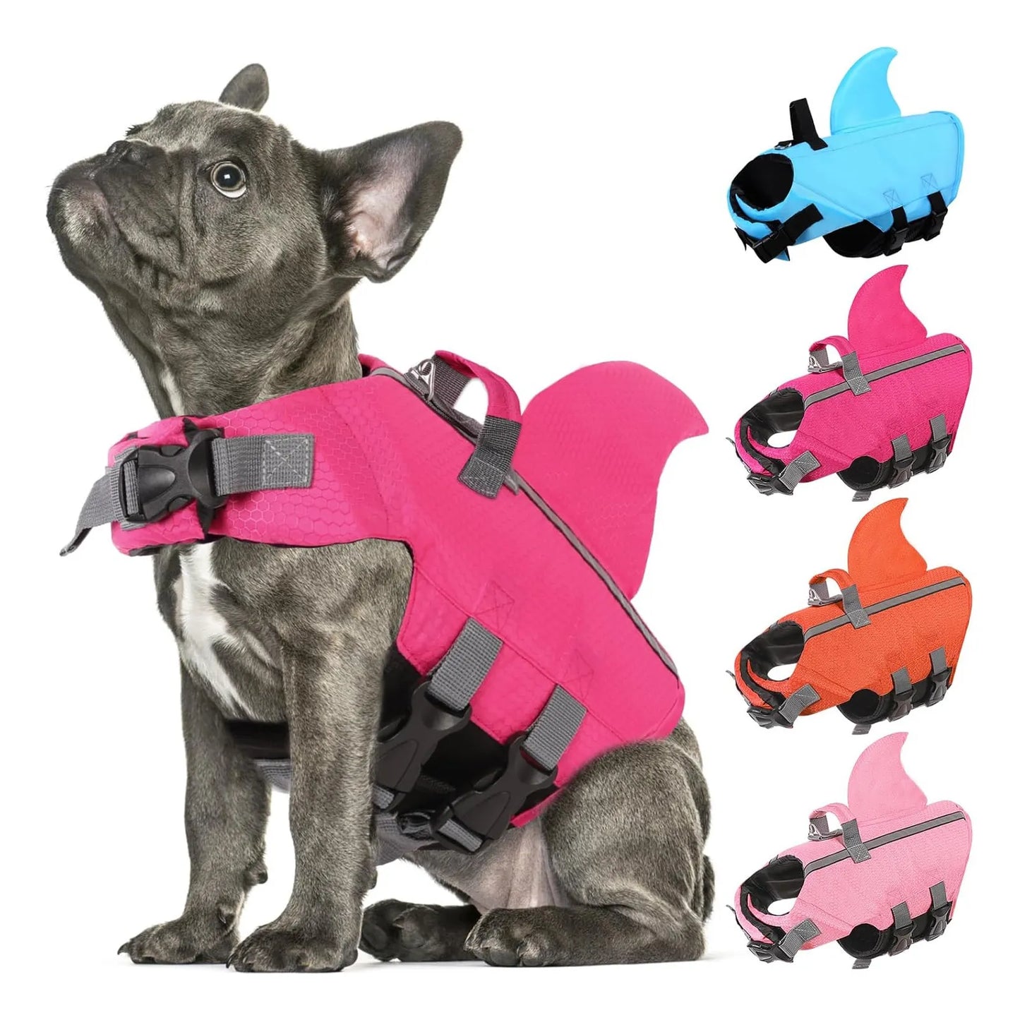 Chaleco Salvavidas Para Perros Con Rayas Reflectantes Diseño Tiburón Flotabilidad Superior