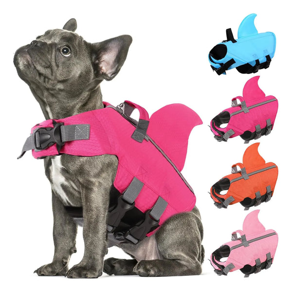 Chaleco Salvavidas Para Perros Con Rayas Reflectantes Diseño Tiburón Flotabilidad Superior