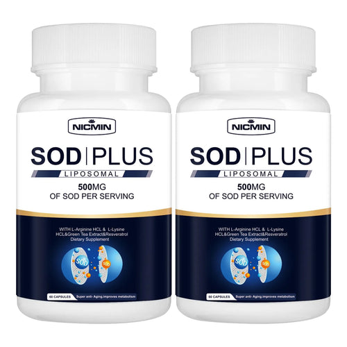 Suplemento Antioxidante SOD Plus 500 Mg Con Glutatión Liposomal Y Resveratrol Para Salud Celular