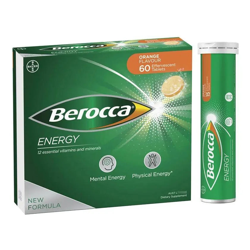 Tabletas Efervescentes Energéticas De Vitamina B Y C Sabor Naranja Paquete De 60
