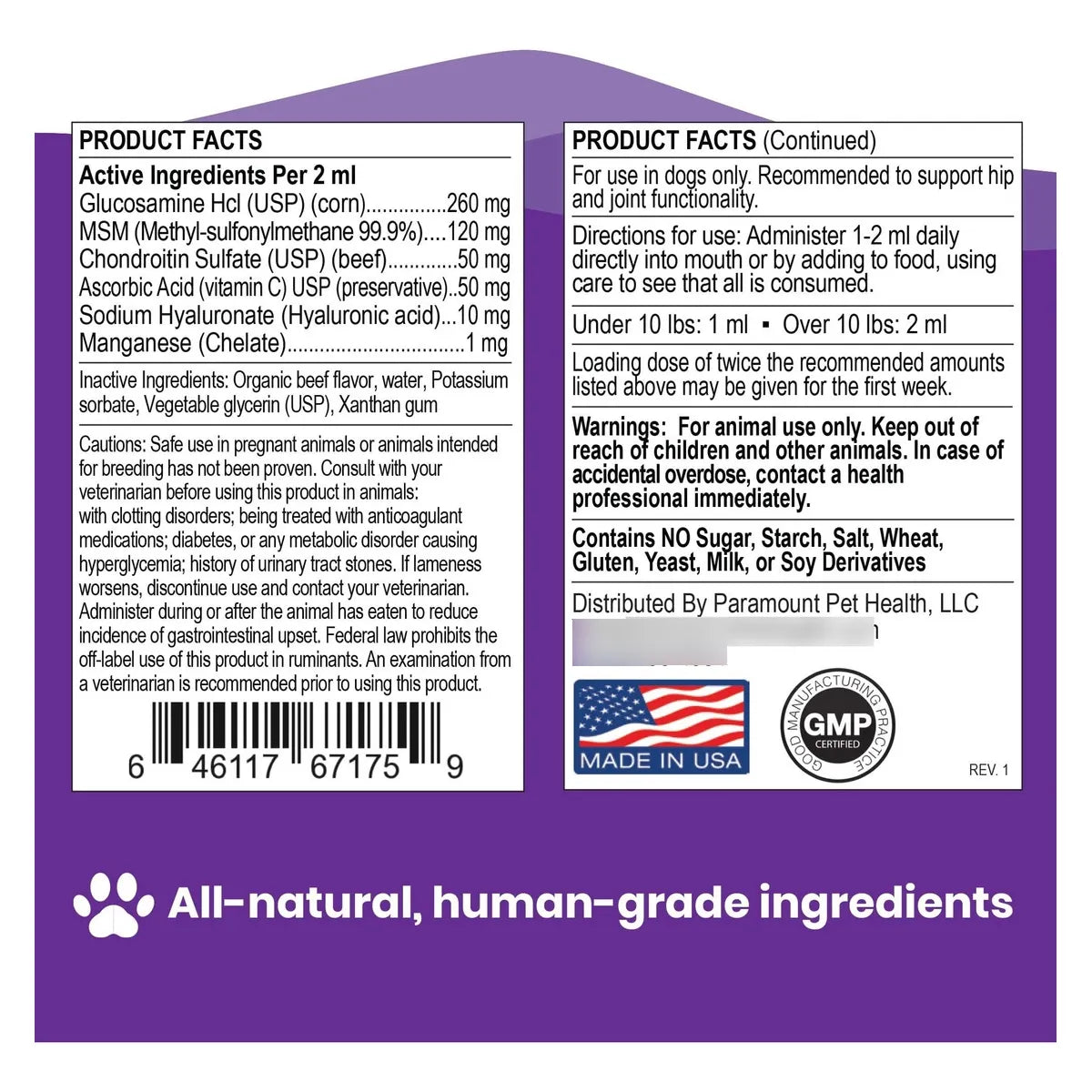 Glucosamina Liquida Natural Para Perros Pequeños 260 Mg Suplemento Articulaciones