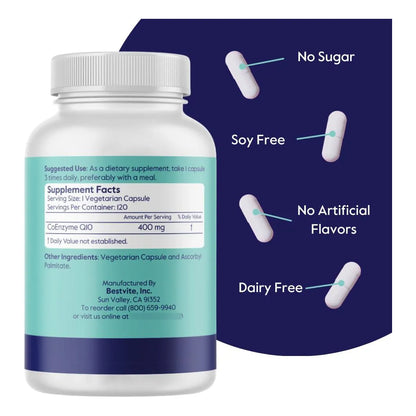 Coenzima Coq10 400 Mg 120 Capsulas Veganas Antioxidante Energia Celular