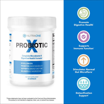 Suplemento Probiotico ProbioticX Para Salud Digestiva E Inmunologica 30 Capsulas