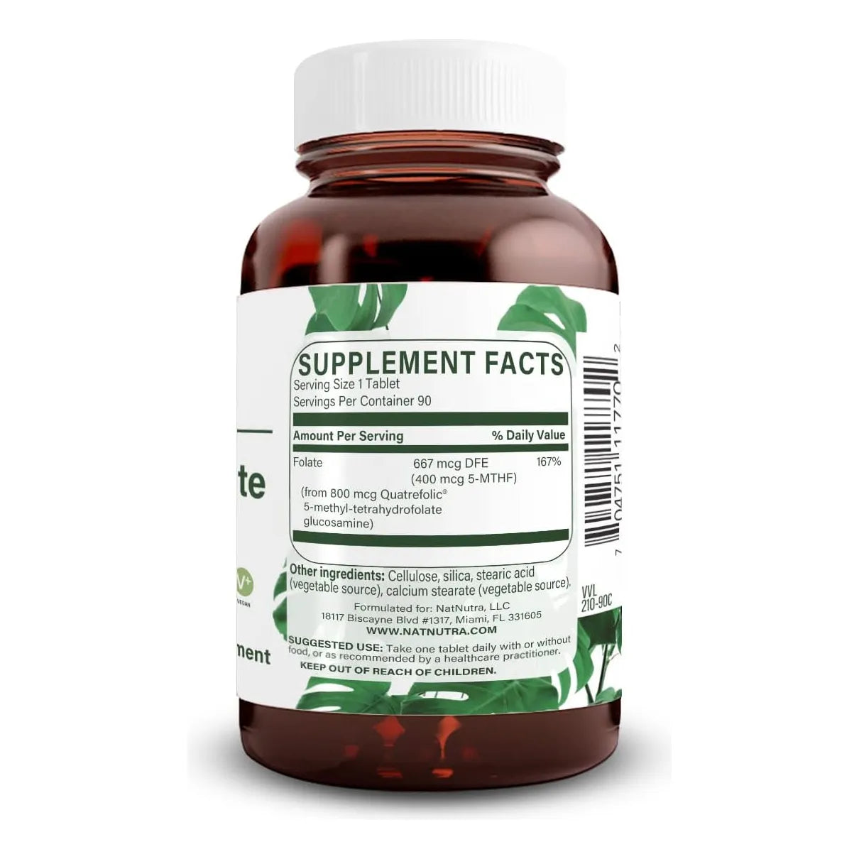 Metilfolato Cuatrefólico L 5 MTHF Vitamina B9 90 Tabletas Veganas Salud Cerebral Y Cardiovascular