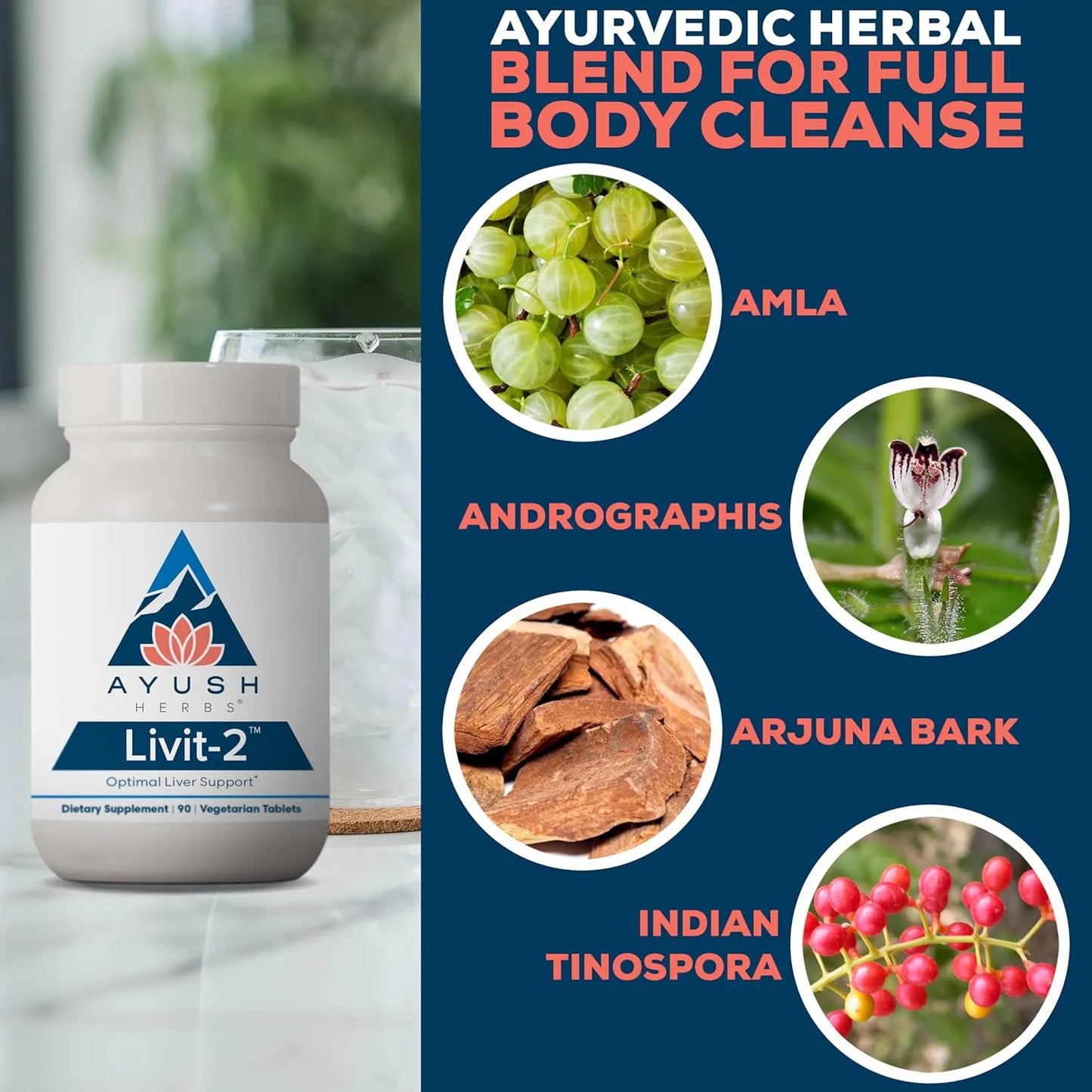 Suplemento Hepatico Ayurvédico Ayush Herbs Livit 2 90 Tabletas Naturales