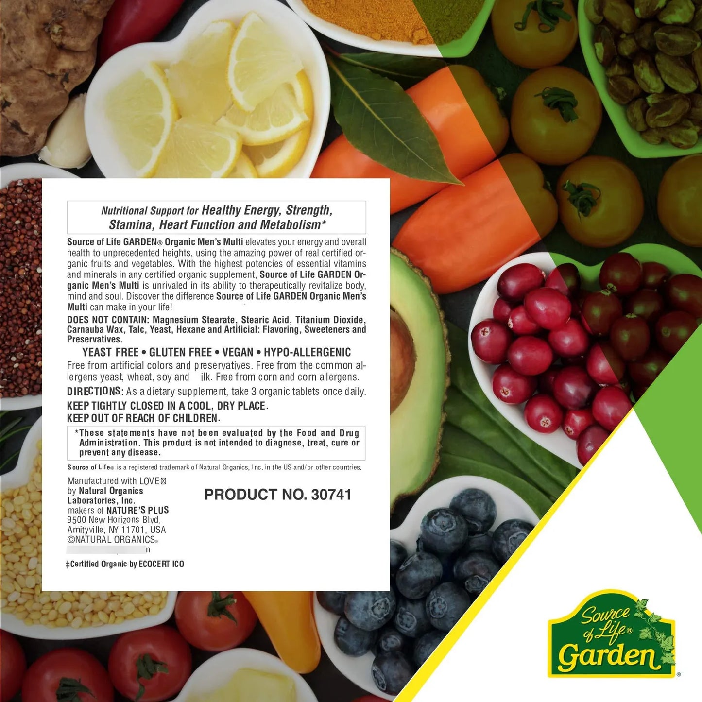 Multivitaminico Organico Para Hombres 90 Tabletas Veganas Nature S Plus