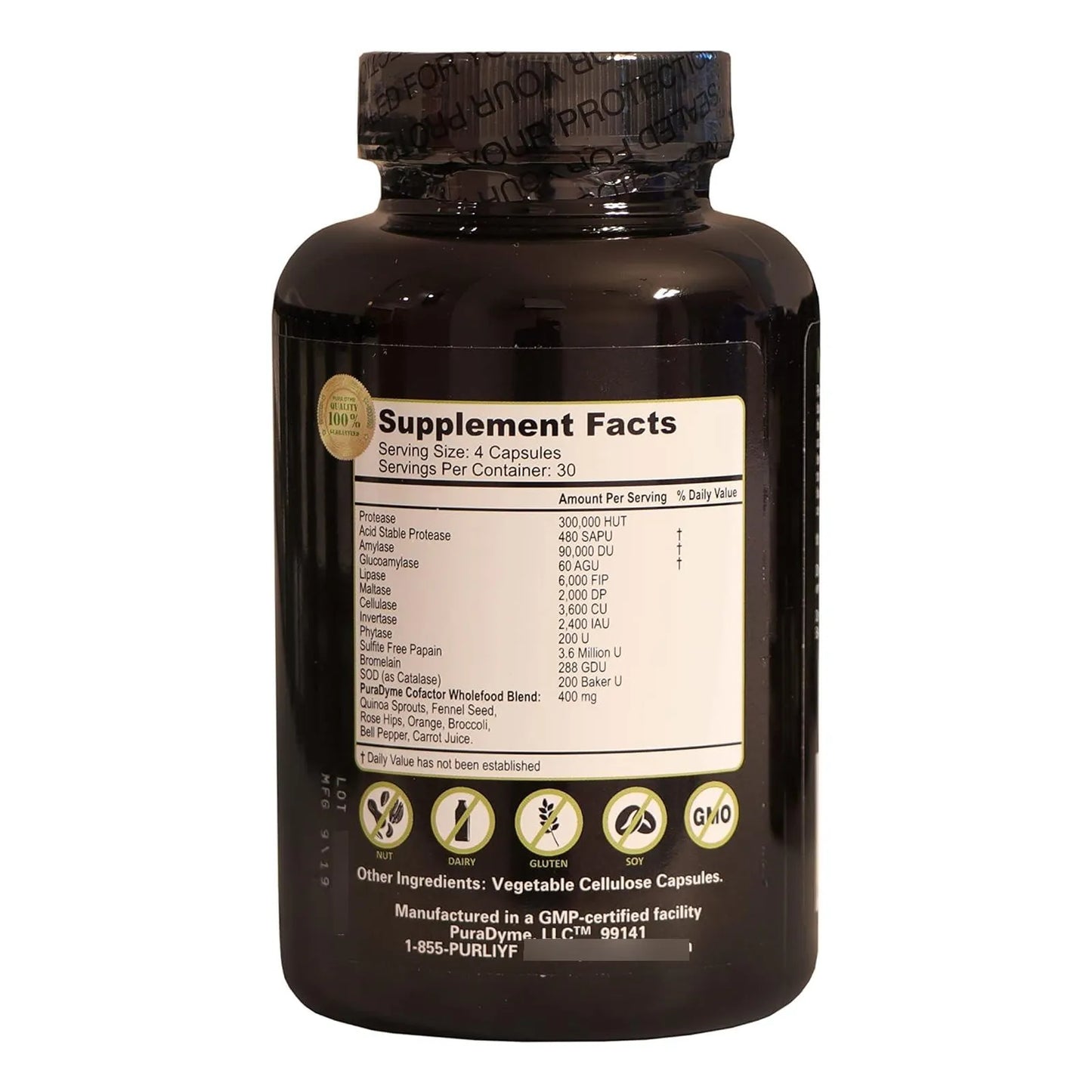 PuraZyme Mezcla De Enzimas Digestivas Lou Corona 120 Capsulas Digestión Eficiente