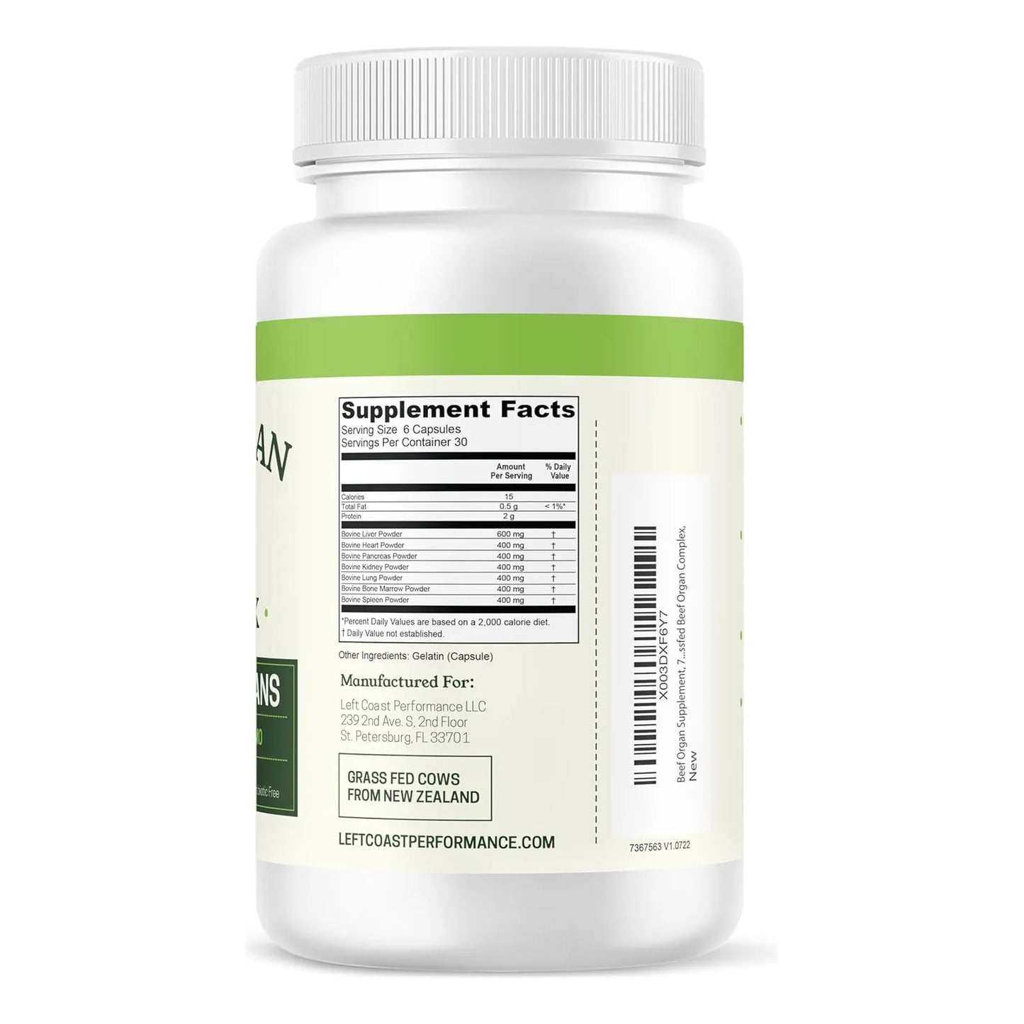 Complejo De 7 Órganos De Res Alimentado Con Pasto Suplemento Nutricional Premium