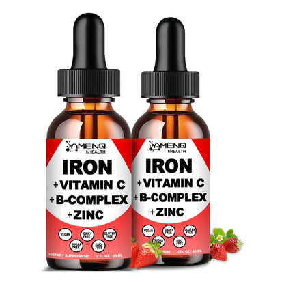 Suplemento De Hierro Líquido Con Vitaminas C A Y B Vegano Sabor Fresa