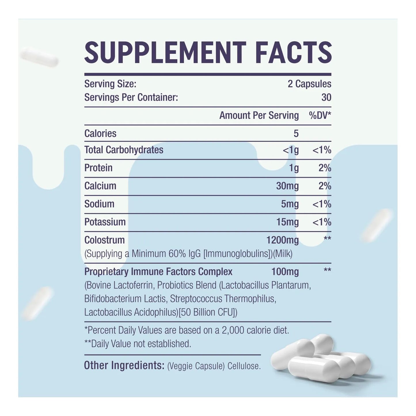 Capsulas De Calostro Bovino 1300 Mg 60 Igg Soporte Inmune E Intestinal 120 Caps