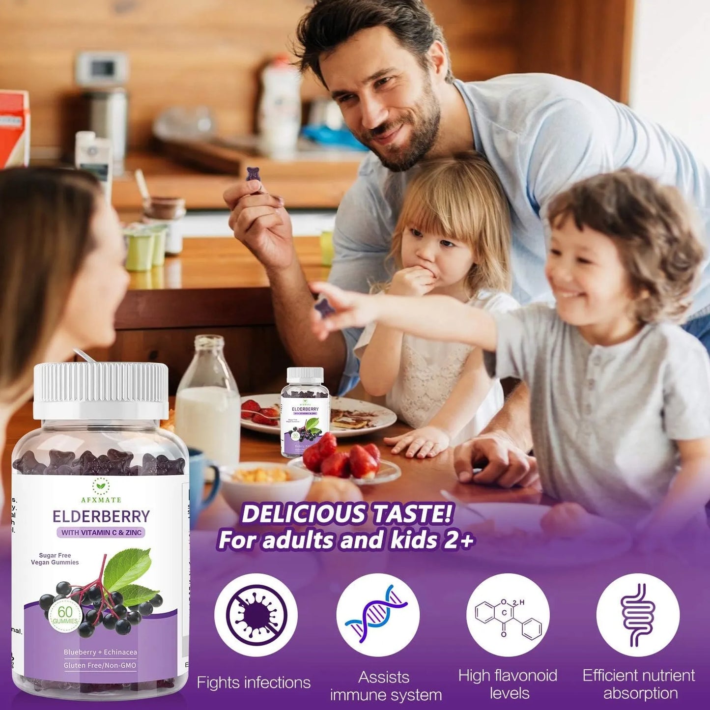 Gomitas De Sauco Negro Con Zinc Y Vitamina C 120 Unidades Pack X2