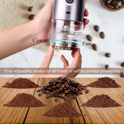 Molinillo De Café Portátil Eléctrico Con Rebabas 5 Ajustes Molienda USB Y Manual