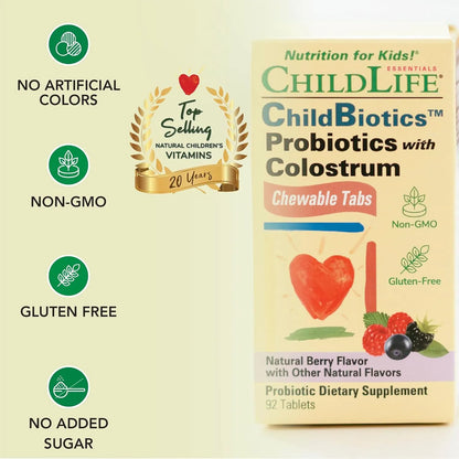 Probióticos Masticables Con Calostro Para Niños Salud Digestiva E Inmunológica 92 Tabletas