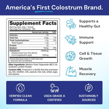 Polvo Calostro Plus Symbiotics 597 G Apoyo Inmunidad Rendimiento Atlético