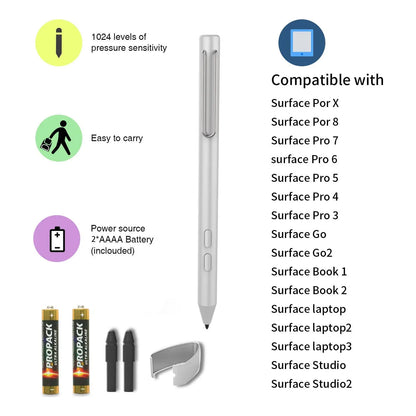 Lápiz Óptico Microsoft Surface 1024 Niveles Sensibilidad Compatible Multi Modelos Incluye Puntas Y Pilas