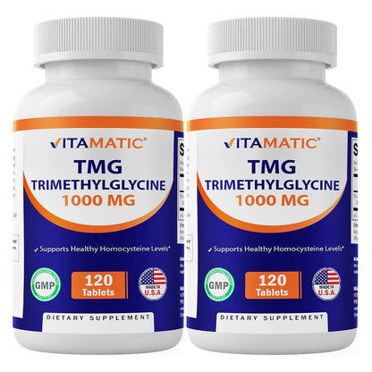 Trimetilglicina Betaína Anhidra 1000mg 120 Tabletas 2 Botellas Sin OMG Y Sin Gluten