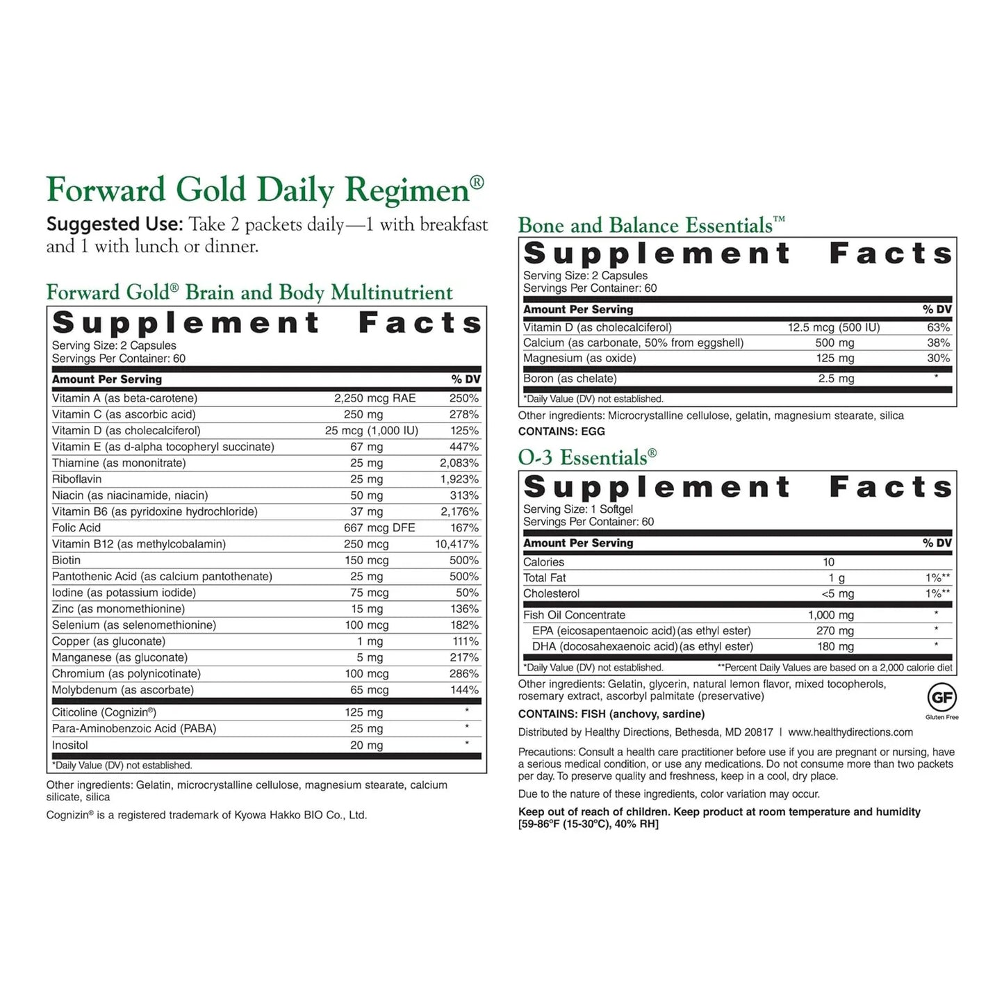 Multivitamínico Diario Dr Whitaker Forward Gold Para Adultos Mayores 65 Años 60 Paquetes