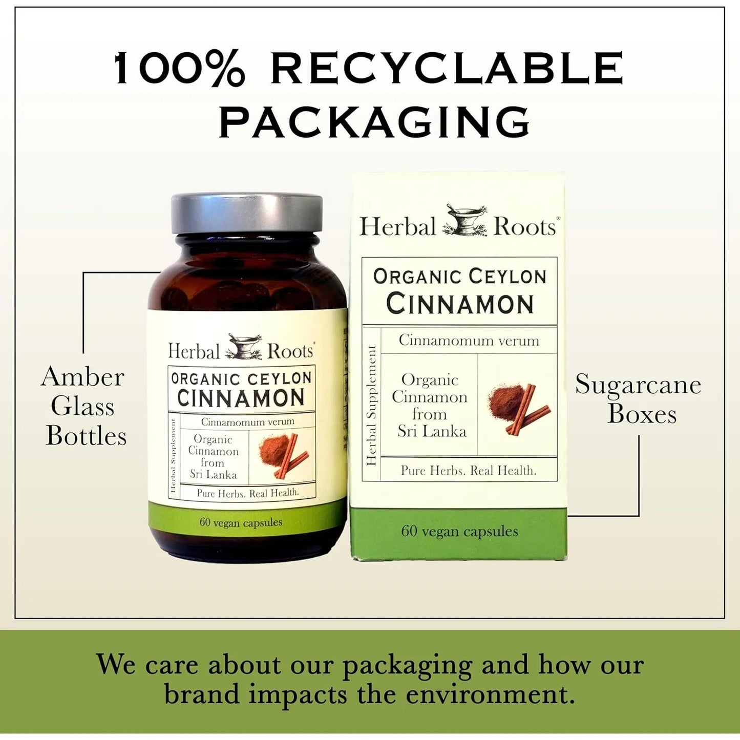Capsulas Organicas De Canela De Ceilan Certificado Usda 60 U Herbal Roots