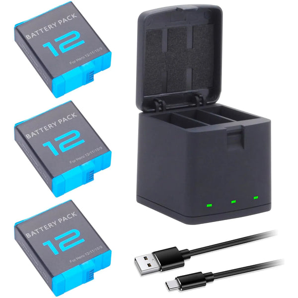 Baterias Recargables Para Camaras GoPro Hero 12 11 10 9 Carga Rapida Y Duradera