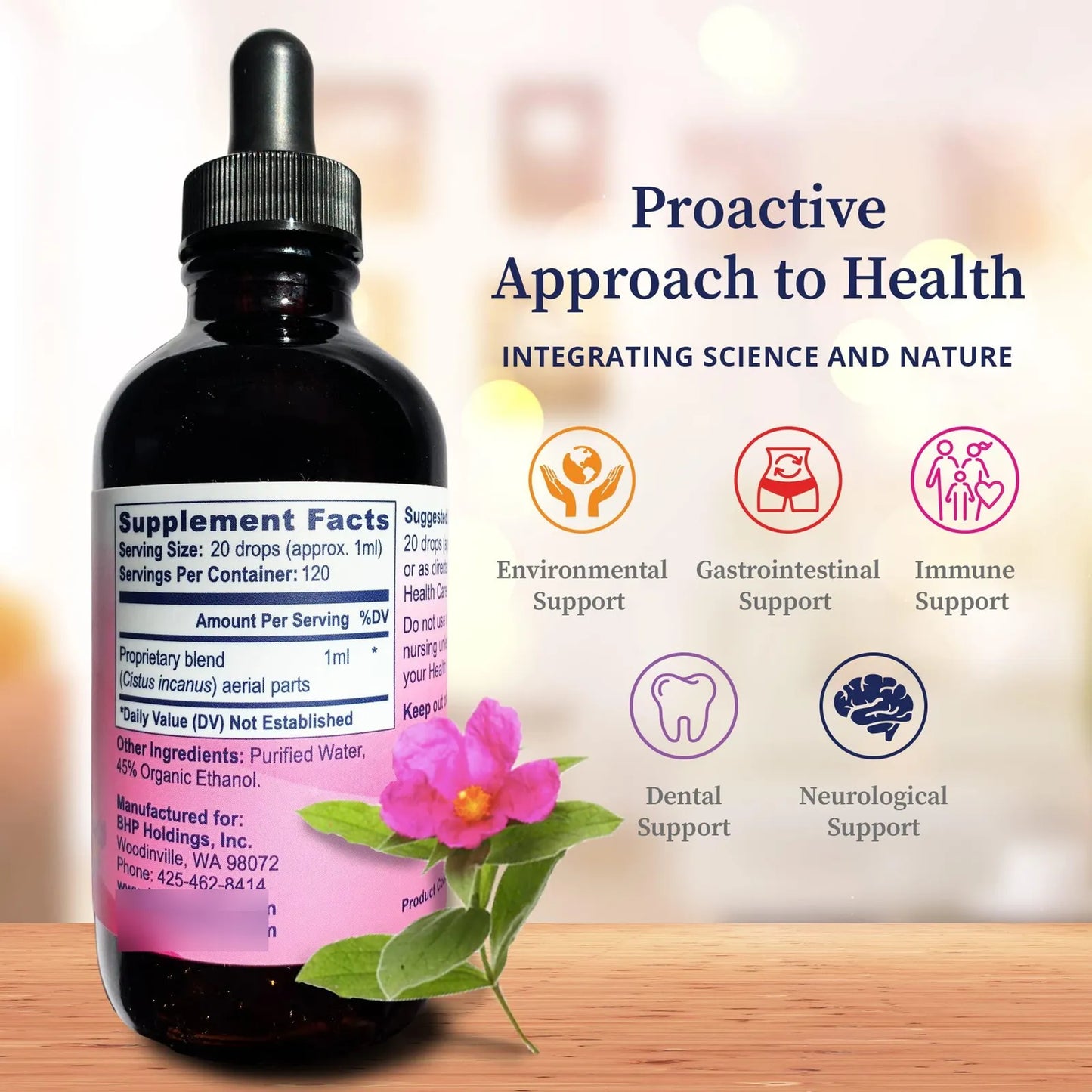Extracto De Cistus Incanus Tintura Organica Antioxidante 4 Oz Refuerza Sistema Inmunologico