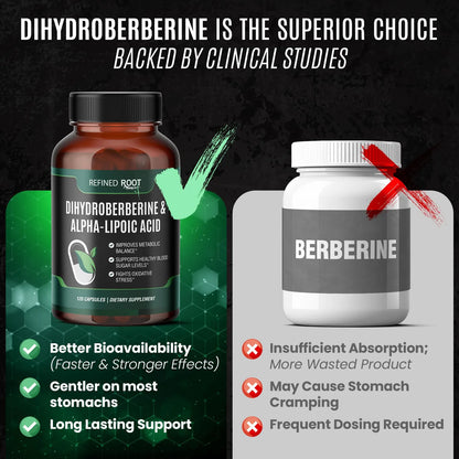 Dihidroberberina 300 Mg Con Acido Alfa Lipoico 600 Mg Suplemento Metabólico Premium