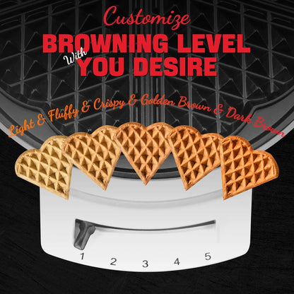 Mini Waflera Corazón Control Dorado Cocina Waffles Perfectos