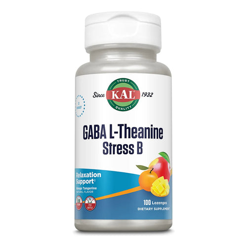 Pastillas GABA L Teanina Stress B Suplemento Vitamínico Relajación Natural Sabor Mandarina Vegano 50 Unidades