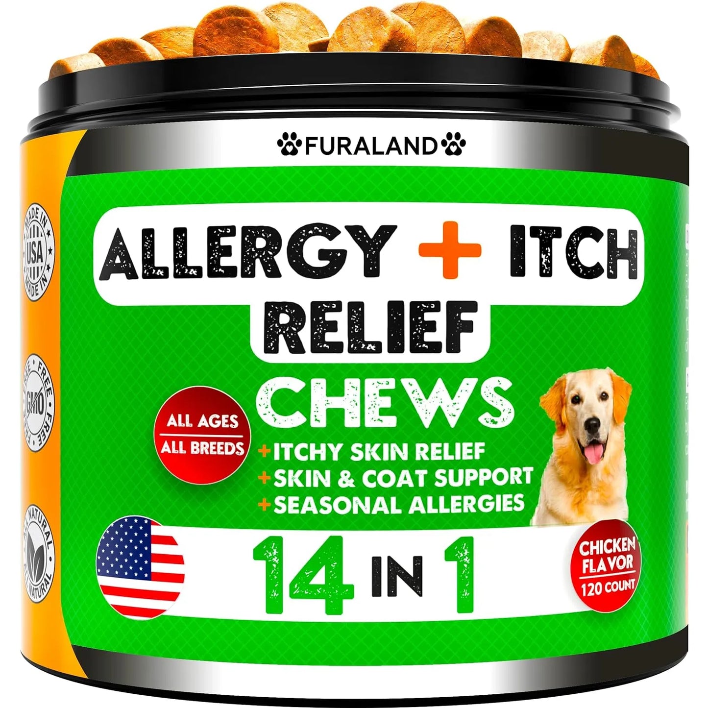 Masticables Para Perros Omega 3 Con Probióticos Alivia Picazón y Alergias
