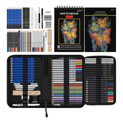 Set De Dibujo Profesional 76 Piezas Bloc 3 Colores Estuche SOMOS IMPORTACIONES GOLD