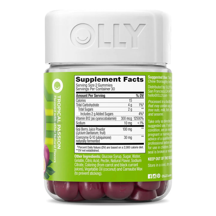 Olly Daily Energy Gomitas Sabor Tropical Con Vitamina B12 Coq10 Y Goji Berry Para Energía Natural - Imagen 7