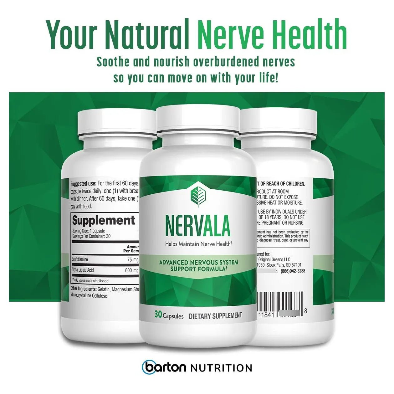 Nervala Formula Avanzada Apoyo Nervioso Acido Alfa Lipoico 600 Mg Vitamina B1 30 Capsulas