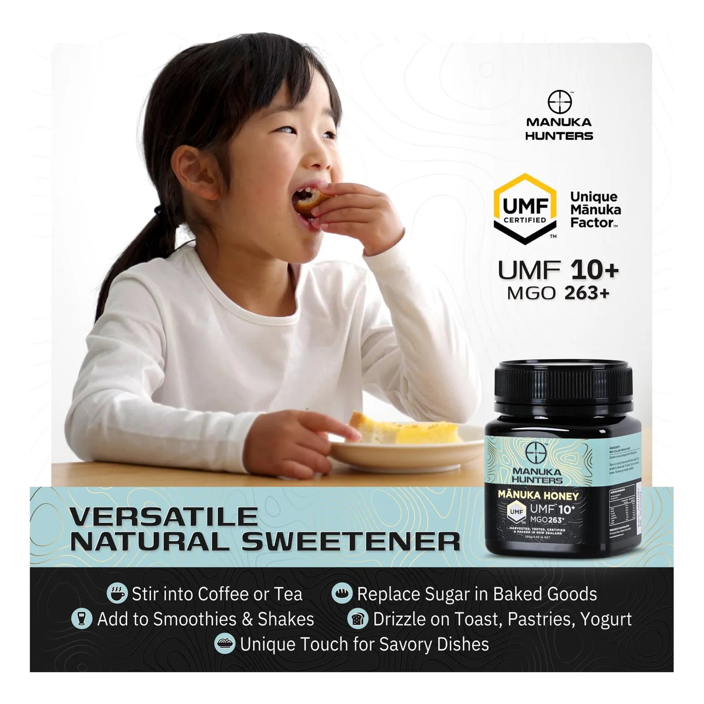 Miel De Manuka UMF 10+ MGO 263+ Pura De Nueva Zelanda Edulcorante Natural