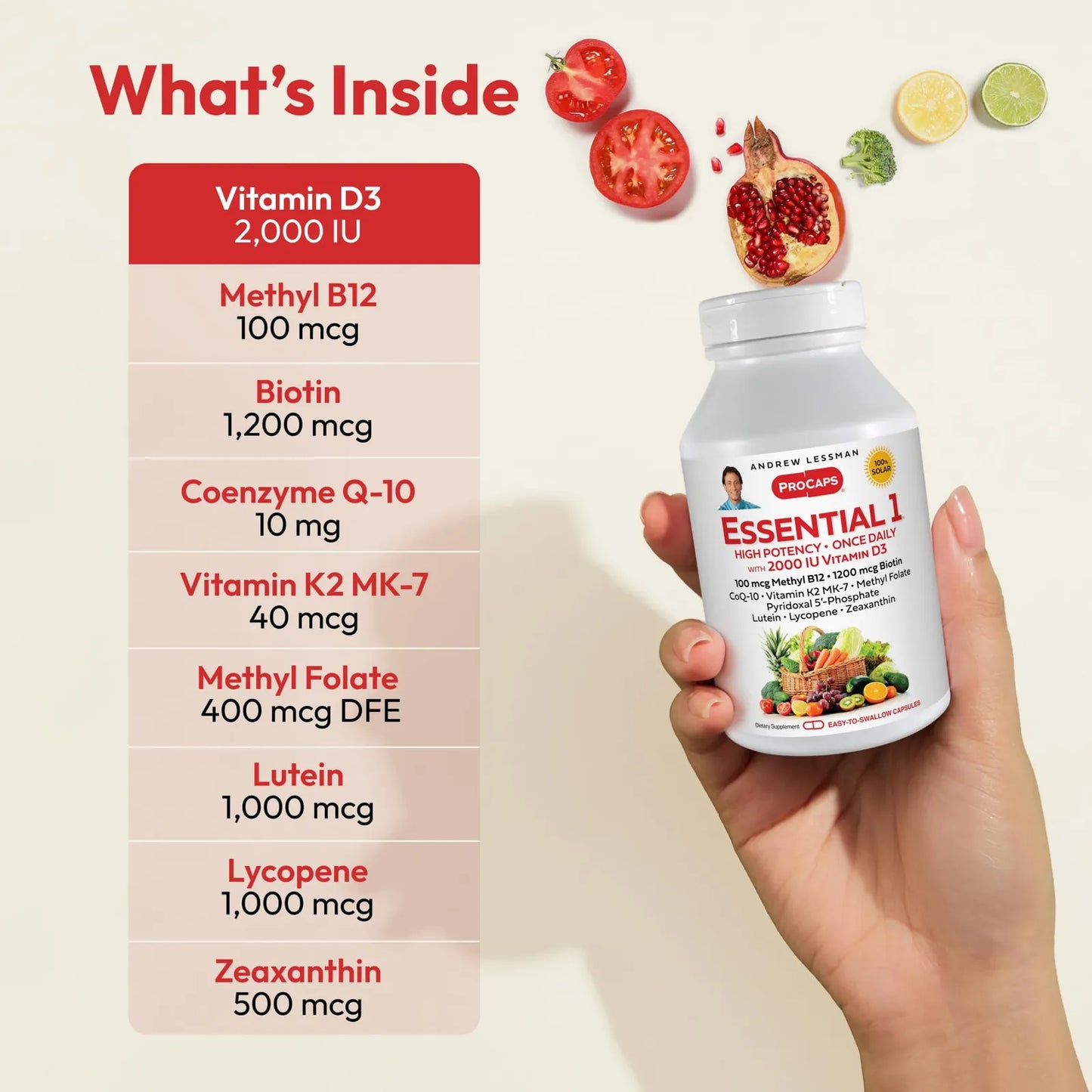 Multivitamínico Essential 1 Cápsulas Pequeñas Alta Potencia 24 Nutrientes